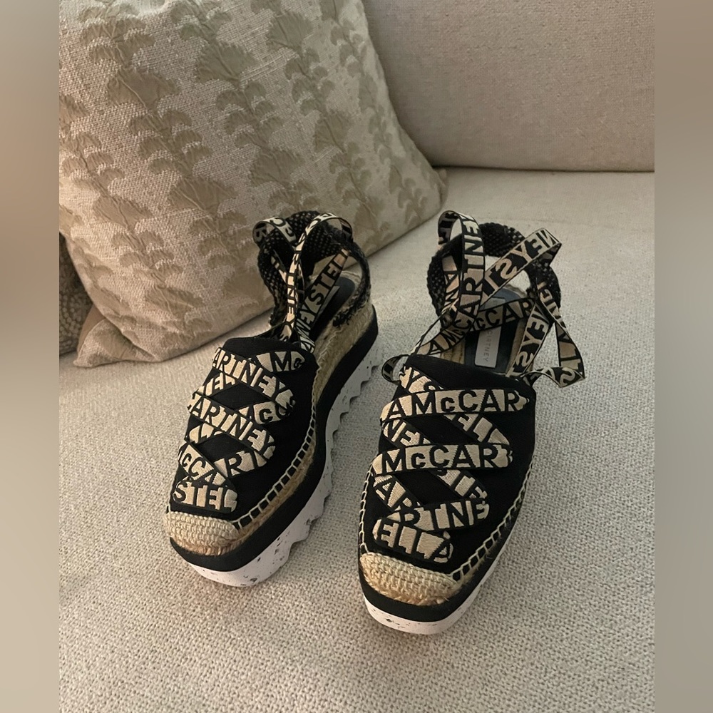 Stella McCartney Gaia Platform Ankle Wrap Espadrilles